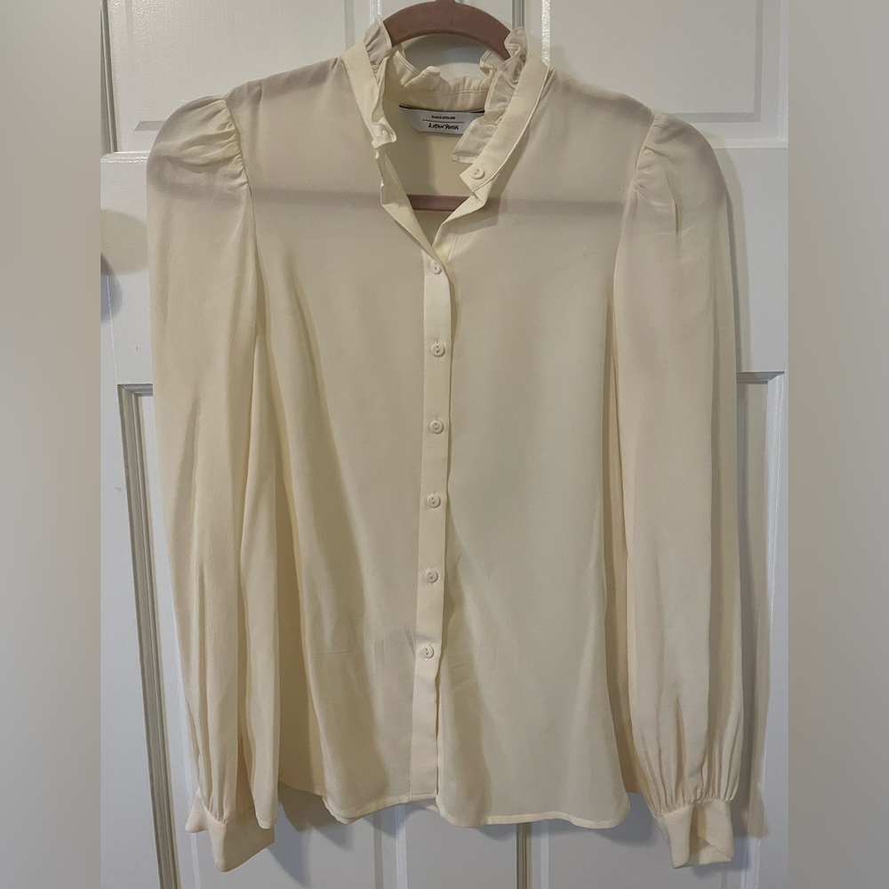 & other stories cream/off white 100% silk blouse